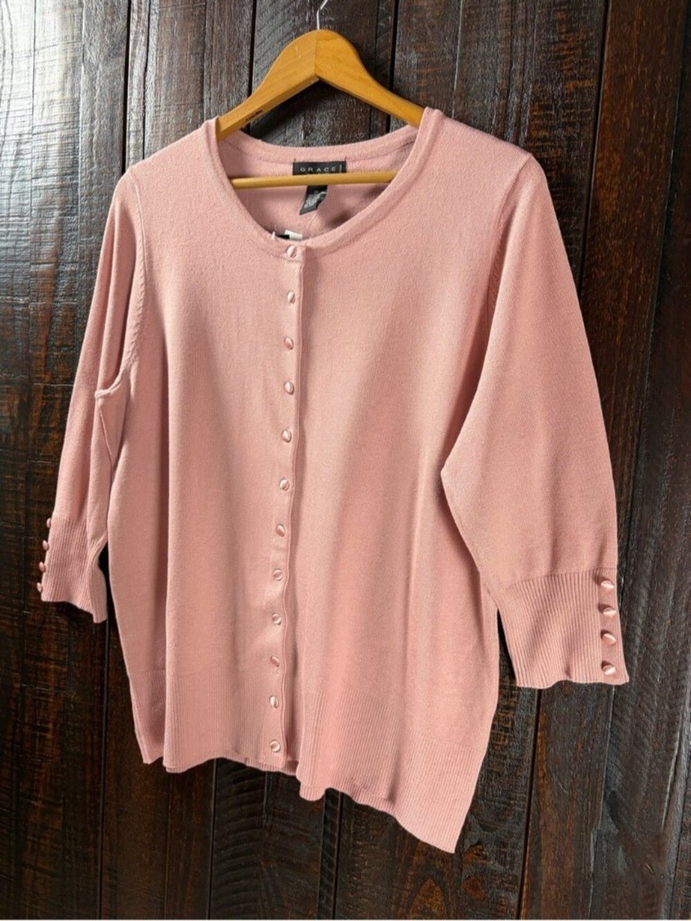 Grace Women's Rose Pink Cardigan Sweater 0X